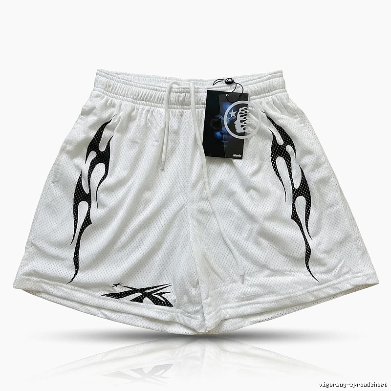 Hellstar Flame Trend Brand White Shorts