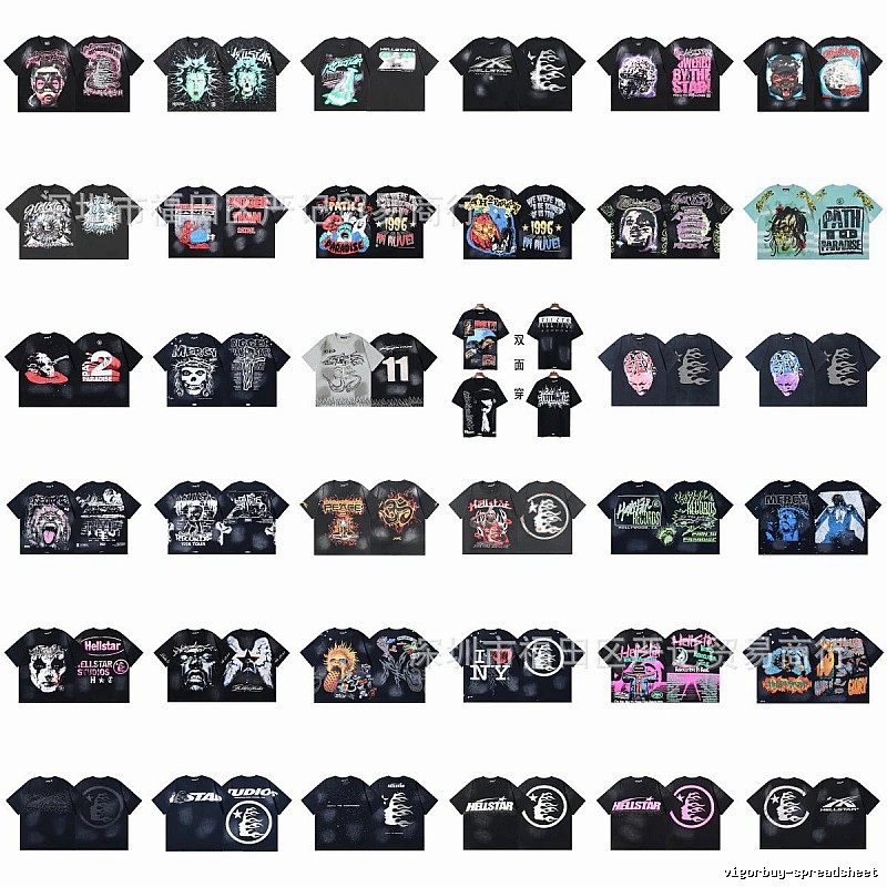 Hellstar Graffiti Collection Street Style Black Short Sleeve T-Shirt
