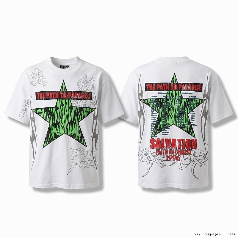 Hellstar Green Star Trendy White T-shirt