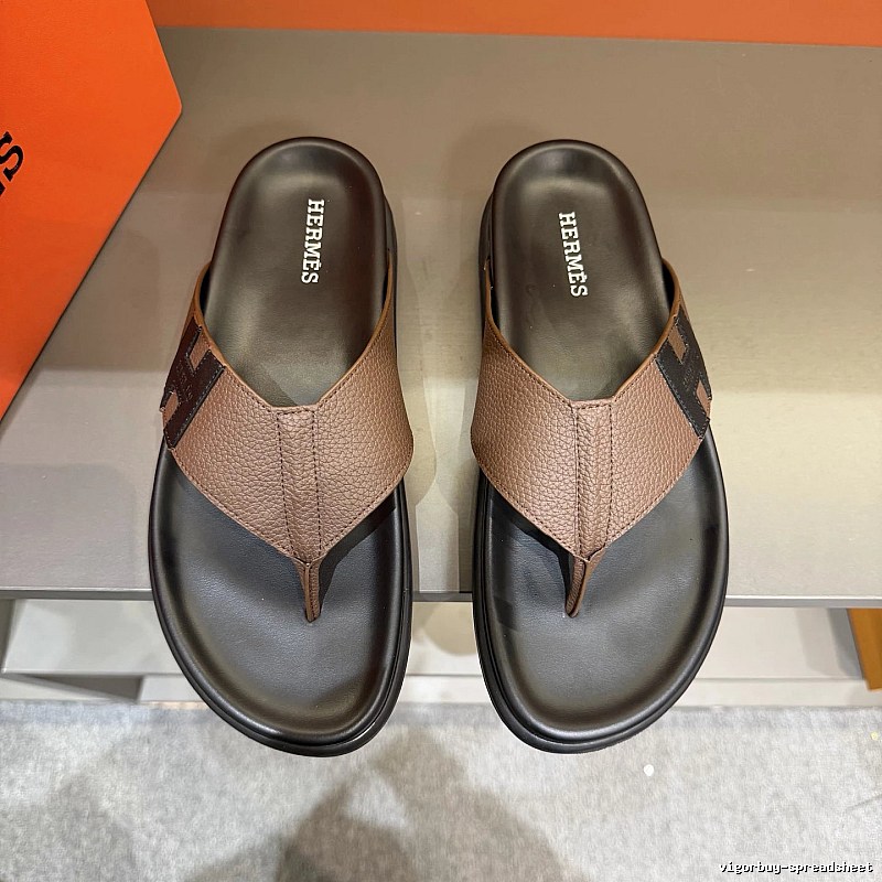 Hermès H Collection Casual Style Brown and Black Flip-Flops
