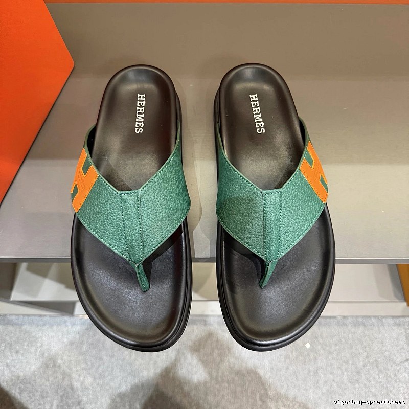 Hermès H Series Casual Style Green Flip-flops