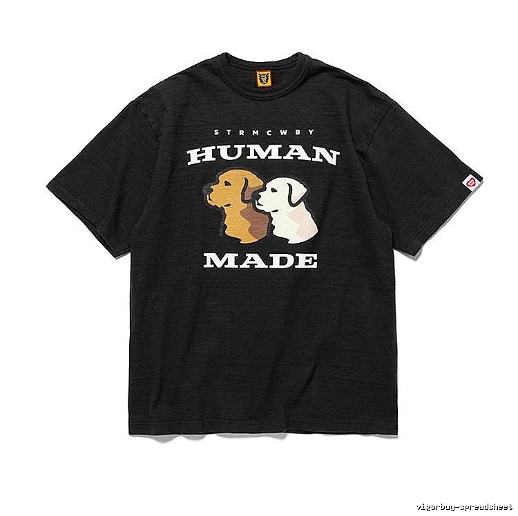 HUMAN MADE Double Dog Print Japanese Streetwear Black T-shirt