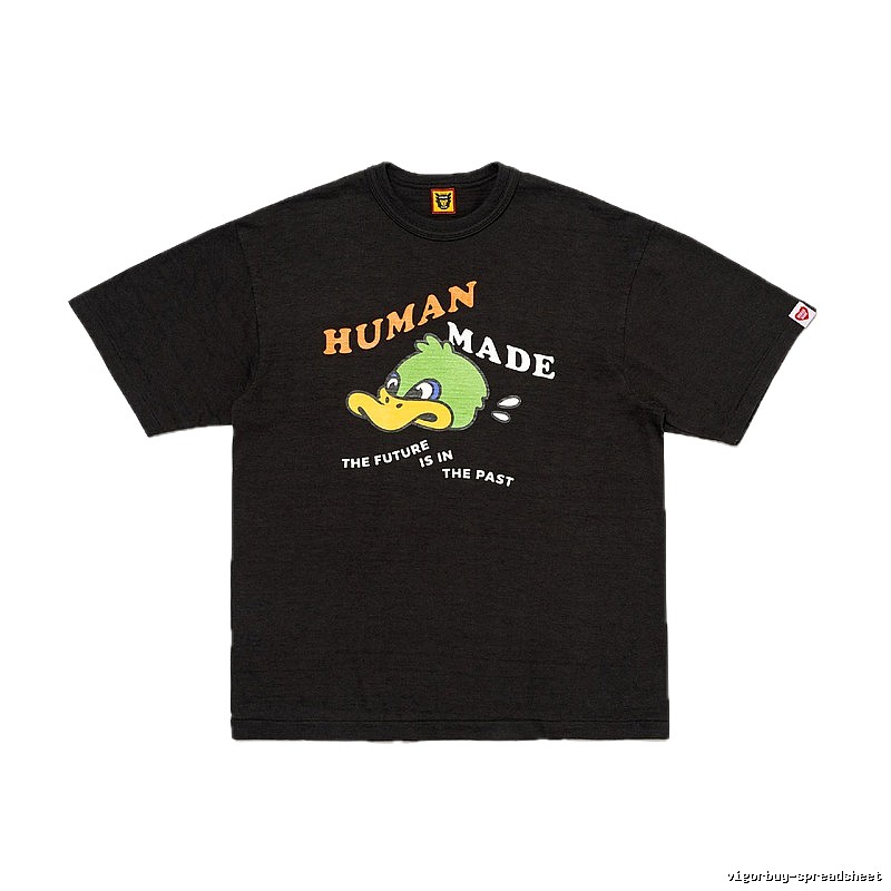 HUMAN MADE Green Duck Print Vintage Black T-Shirt