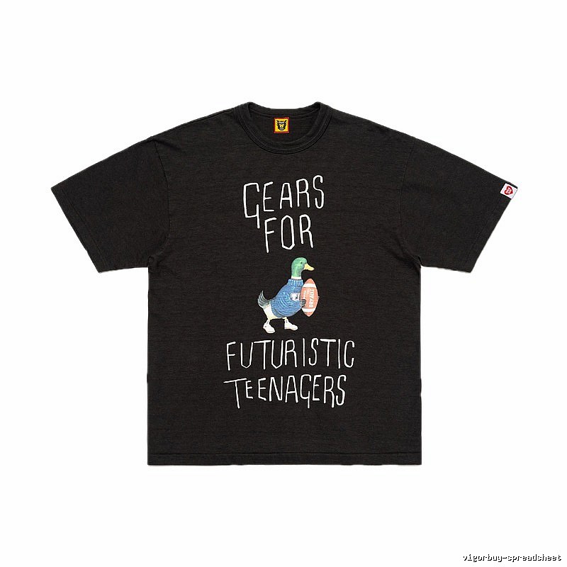 HUMAN MADE Green Duck Print Vintage Style Black T-Shirt