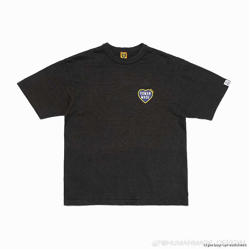 HUMAN MADE Heart Embroidered Japanese Streetwear Black T-Shirt