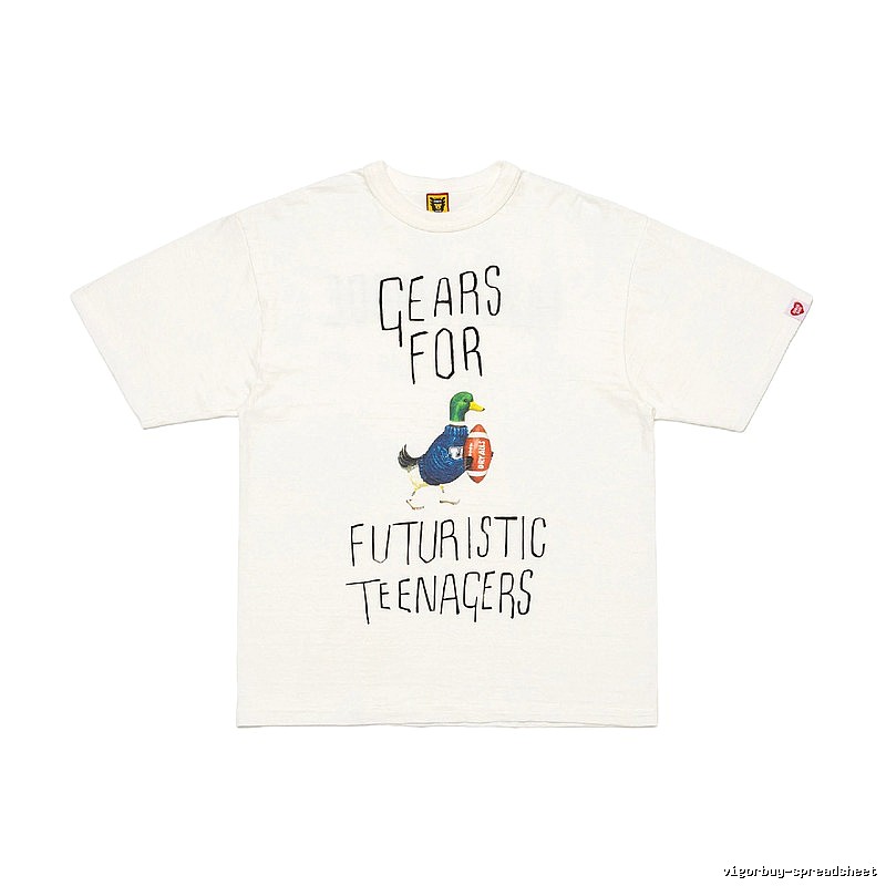 HUMAN MADE Japanese Streetwear Green Duck Printed Off-white T-shirt
