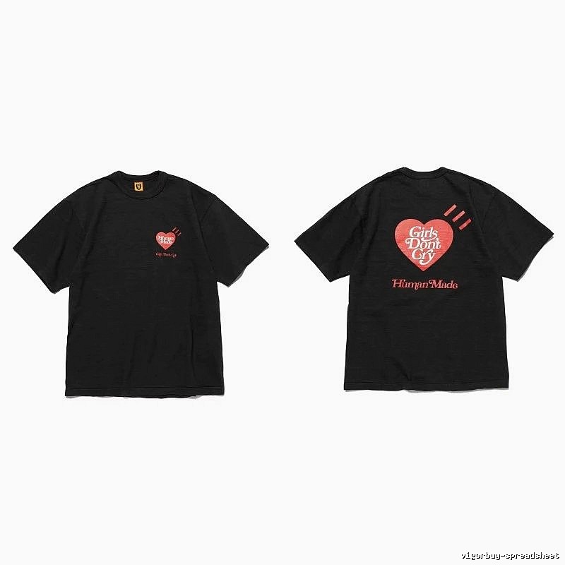 Human Made Summer Heart logo T-shirt Black Green Human with Bold Graphic