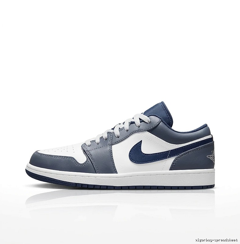 Jordan low-top retro style blue and white shoes