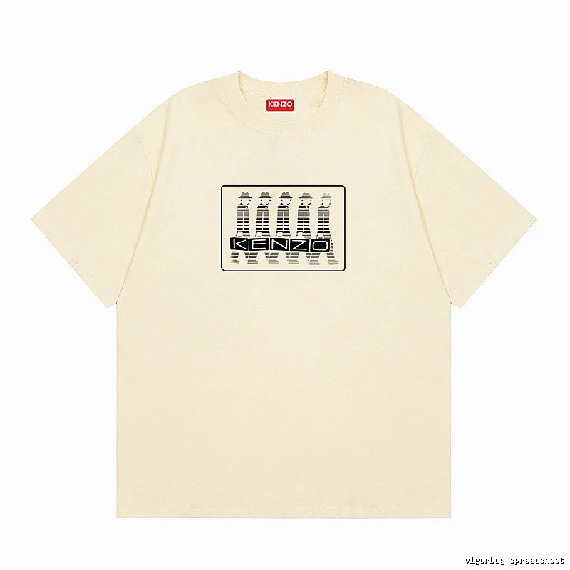 KENZO Character Print Casual Style Beige T-shirt