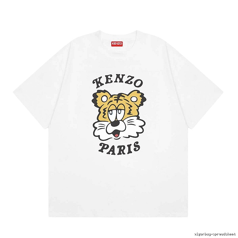 KENZO Tiger Head Casual Style White Short Sleeve T-Shirt
