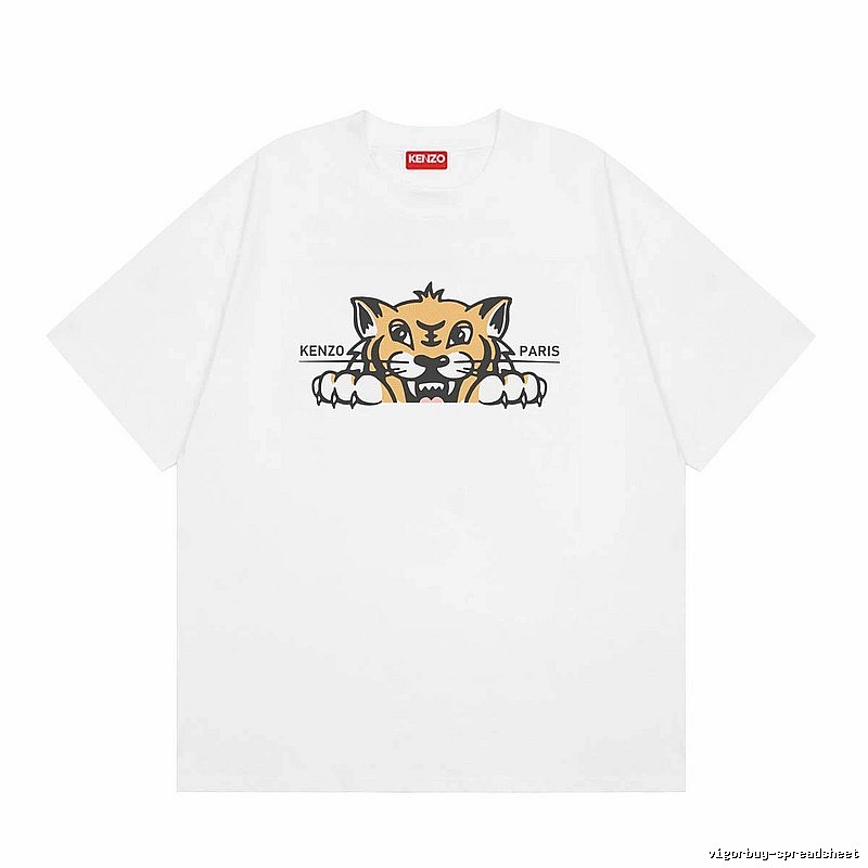KENZO Tiger Head Series Casual Style White T-Shirt