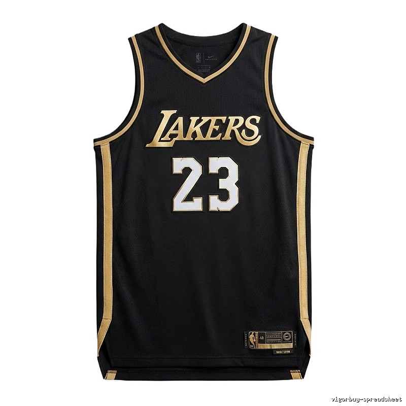 LBJ Lakers black and gold basketball uniform
