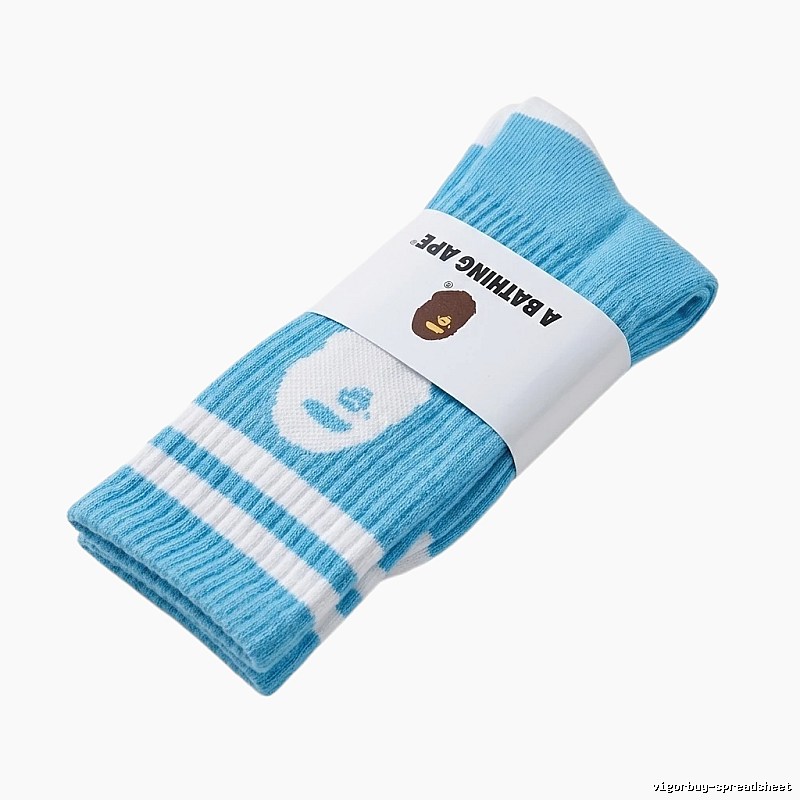 Light blue Bape Ape Head trendy socks