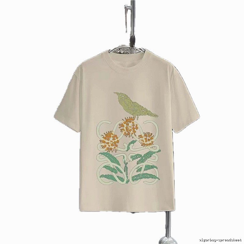 LOEWE Bird and Flower Print Casual Off-white T-shirt