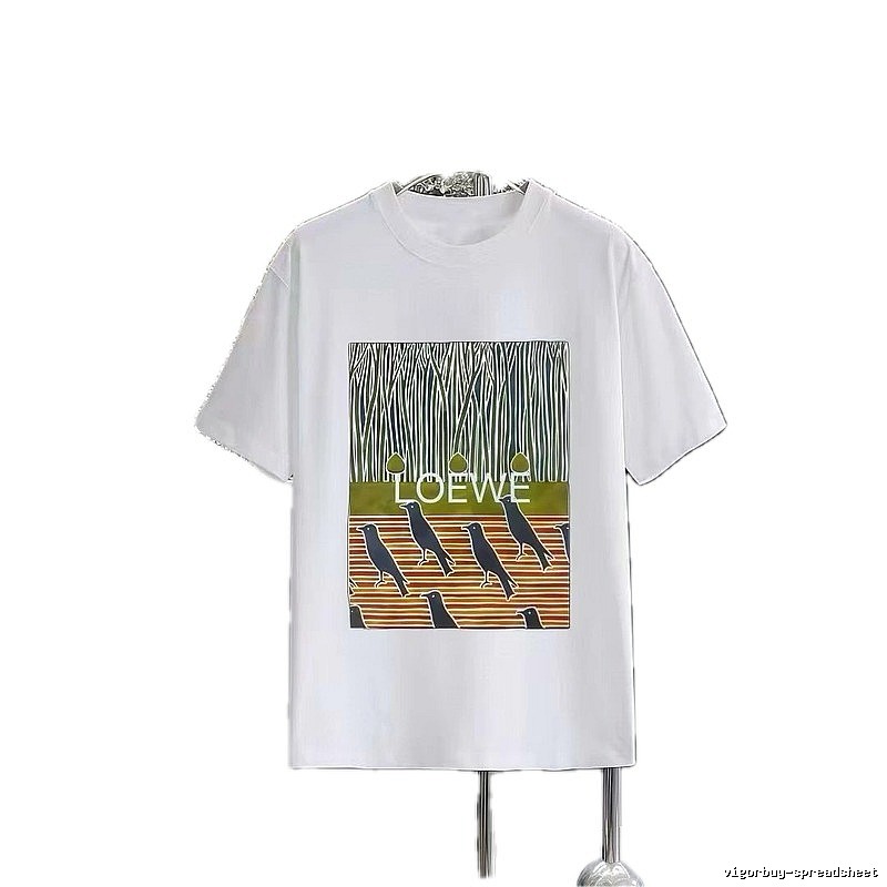 LOEWE Crow Print Streetwear-Style White T-Shirt