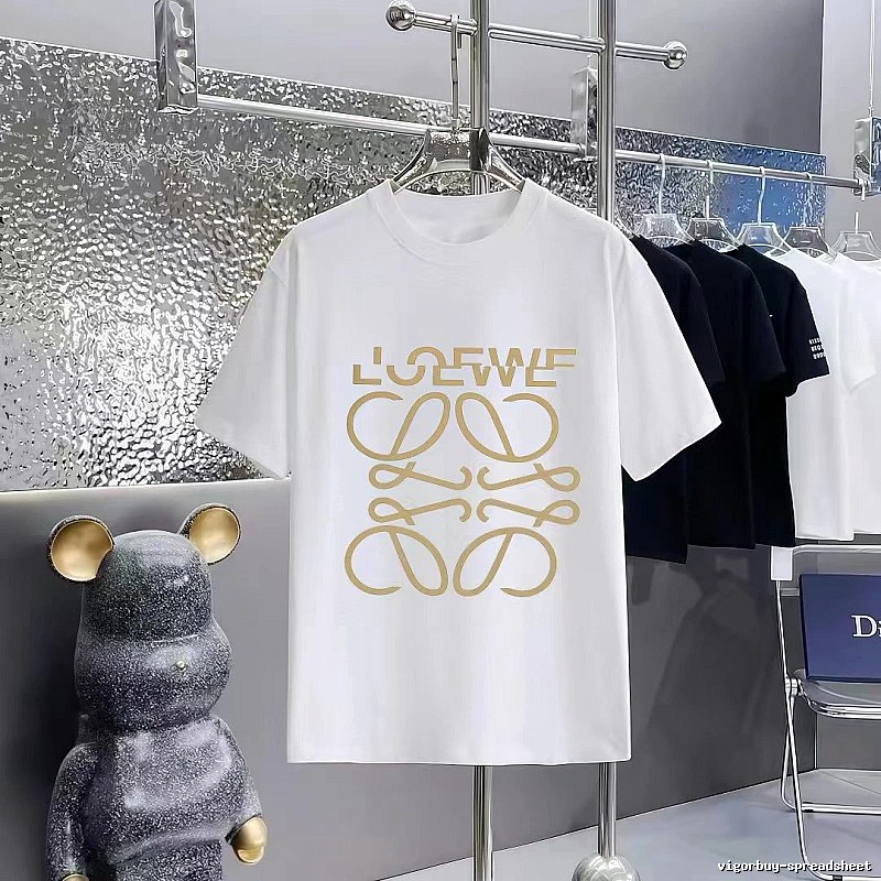 LOEWE Gold Hot-stamped Logo Light Luxury Style White T-Shirt