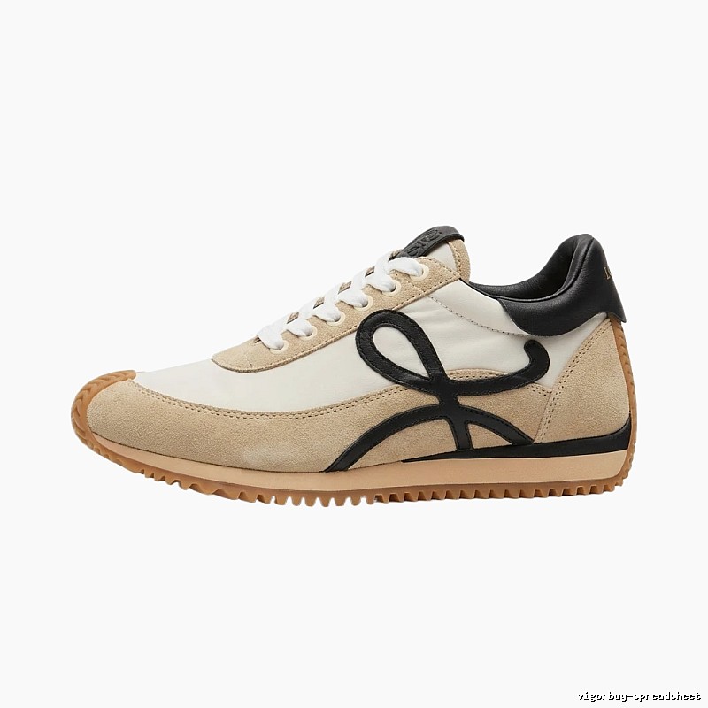 LOEWE retro-style black and brown color-blocking sneakers