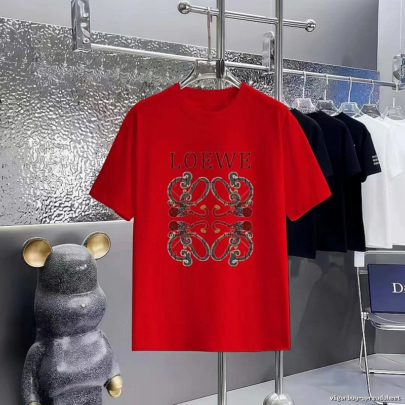 LOEWE Totem Print Vintage-Style Red T-Shirt