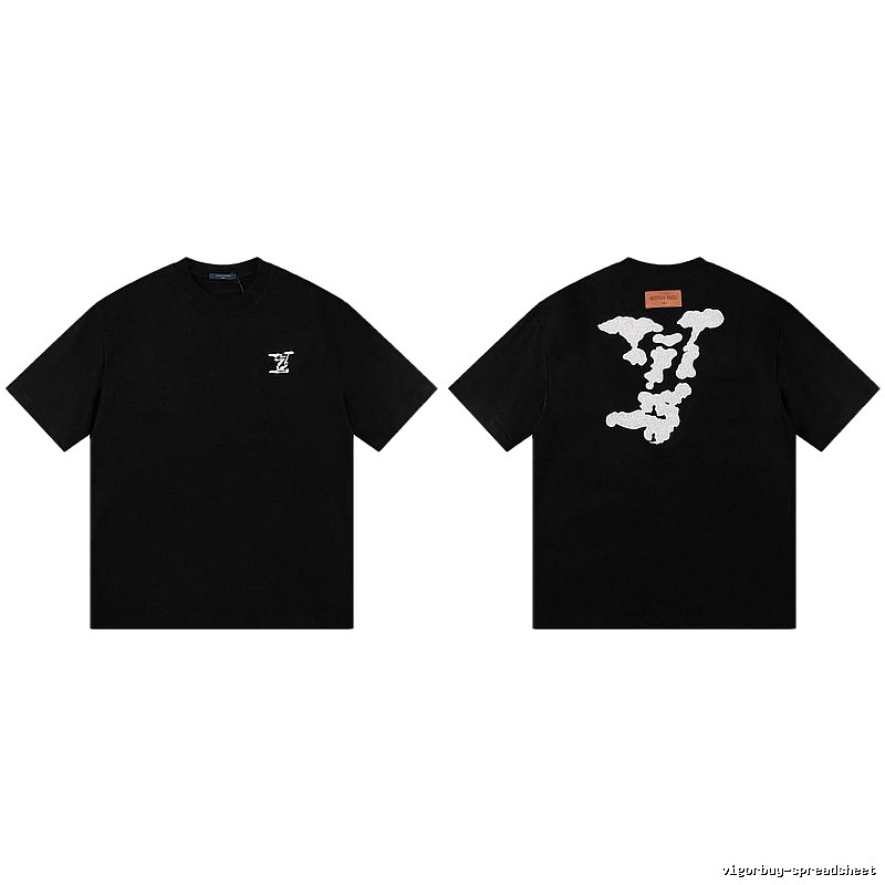Louis Vuitton Auspicious Cloud Print Trendy Style Black T-Shirt