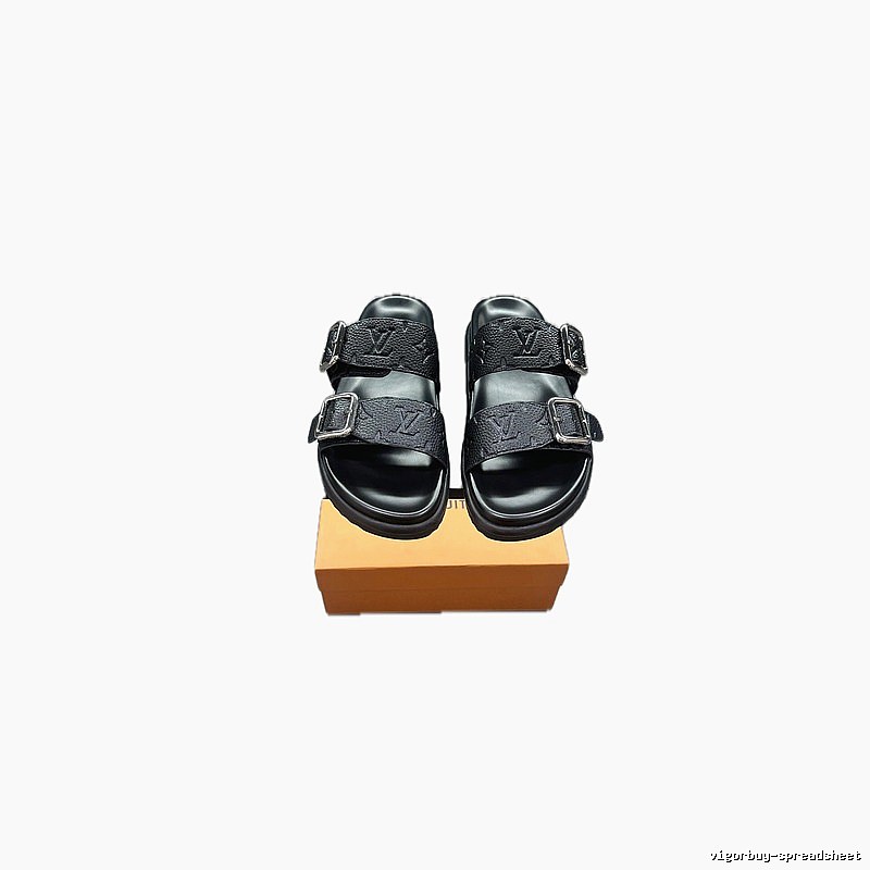 Louis Vuitton Classic Embossed Casual Style Black Slides
