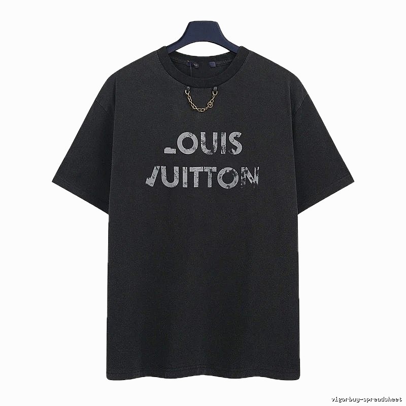 Louis Vuitton Distressed Print Cool Trendy Black T-Shirt