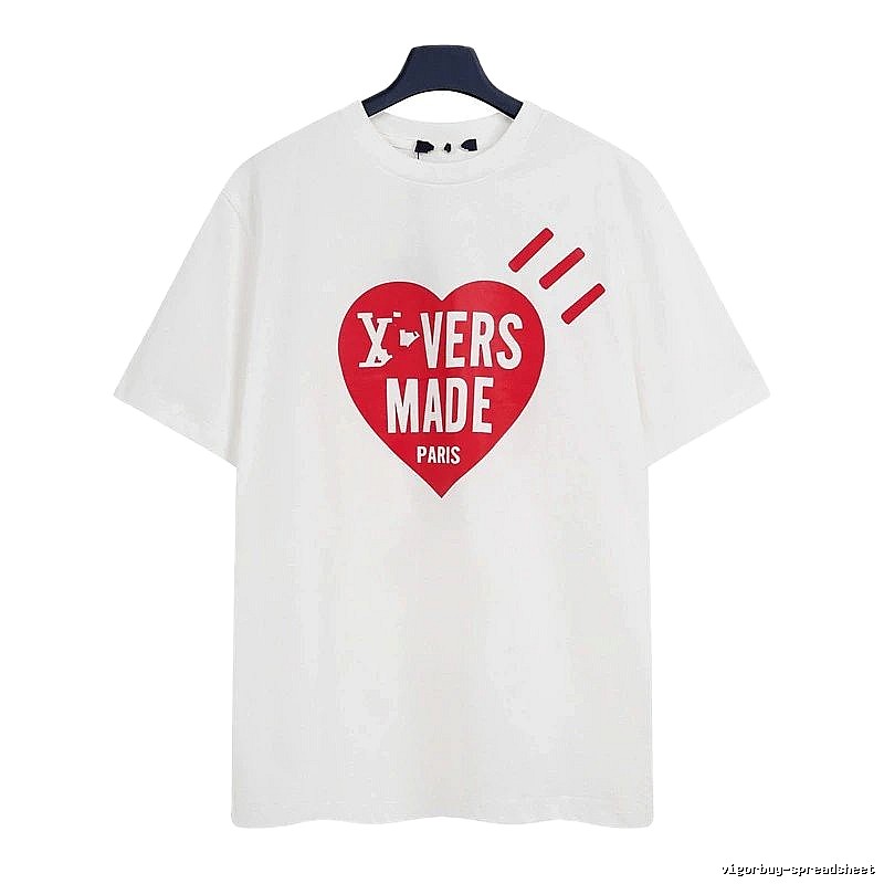 Louis Vuitton Heart Print Trendy Style White T-Shirt