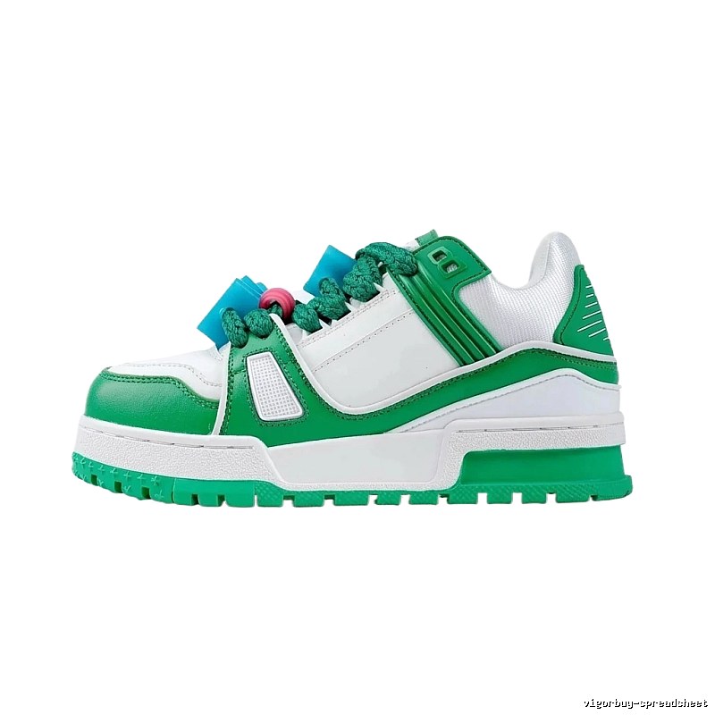 Louis Vuitton LV Trainer Green and White Sneakers
