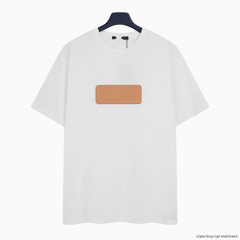 Louis Vuitton Minimalist Style White T-Shirt with Leather Tag