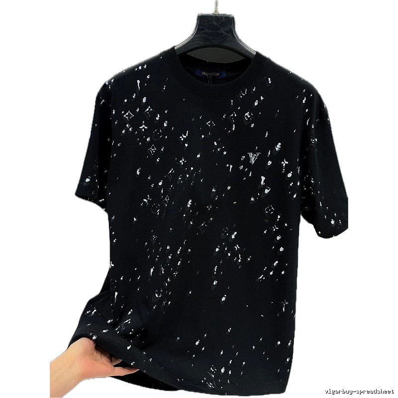 Louis Vuitton Monogram Ink-Splattered Trendy Cool Black Short-sleeve T-shirt