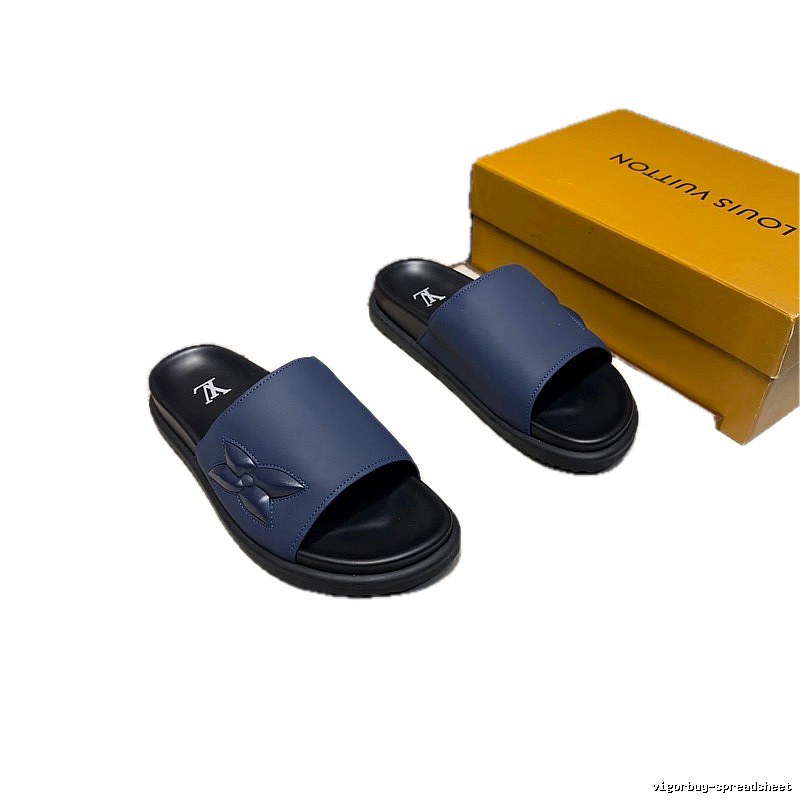 Louis Vuitton Monogram Minimalist Style Navy Blue Slides