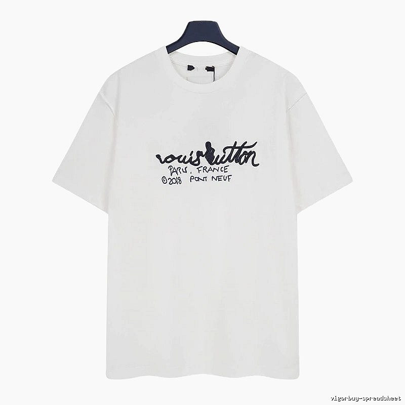 Louis Vuitton Signature Embroidered Casual White T-Shirt