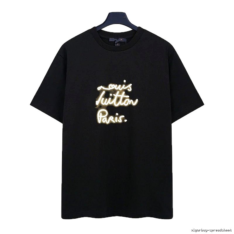 Louis Vuitton Trendy Handwritten Print Black T-Shirt