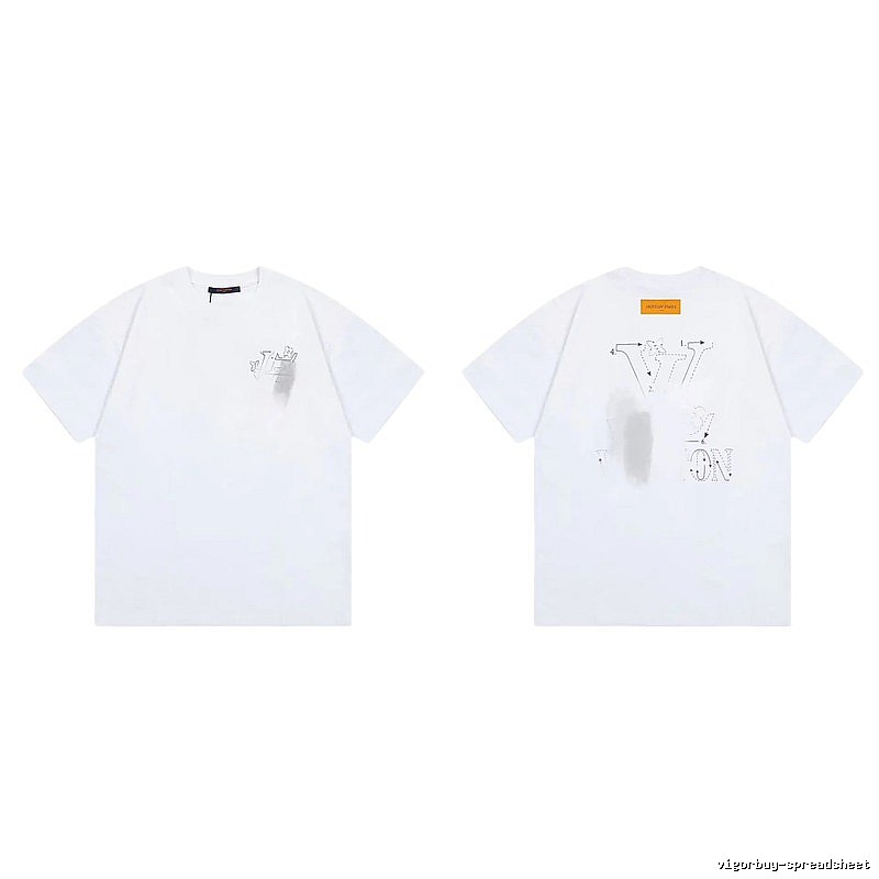 Louis Vuitton Trendy Line-drawing Style White Short-sleeve T-shirt