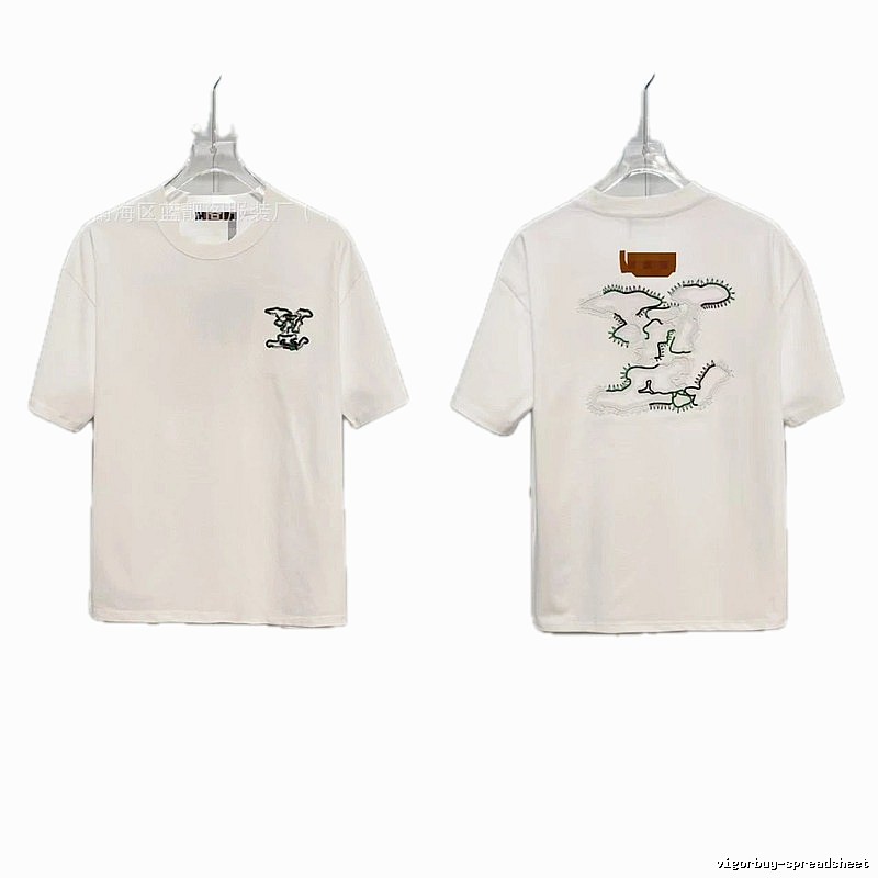 Louis Vuitton Trendy Map-Embroidered White Short-sleeve T-shirt