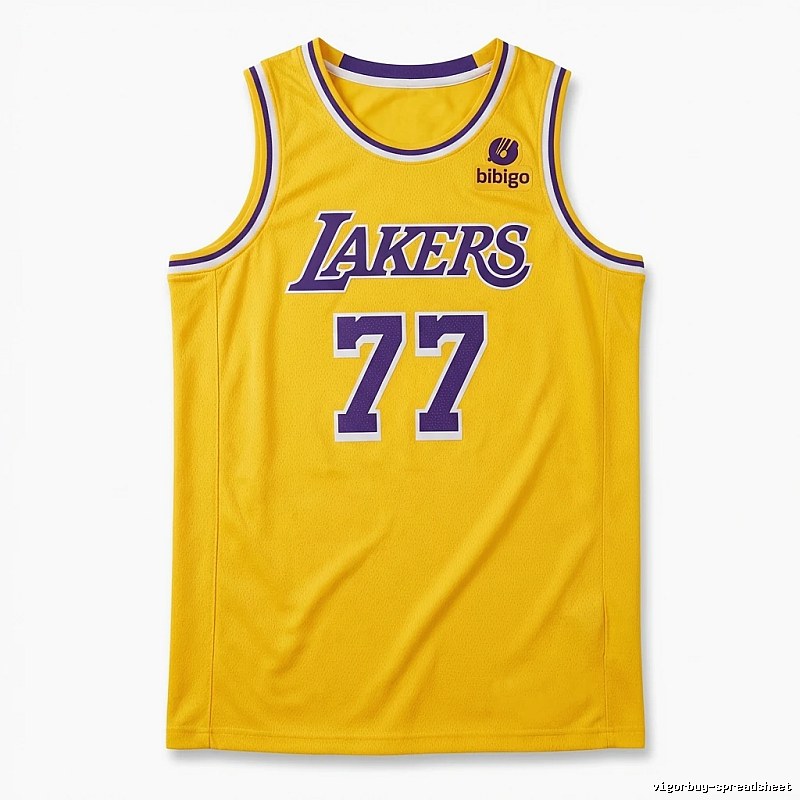 Luka Doncic's yellow jersey of the Los Angeles Lakers.