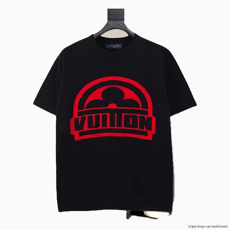 LV black and red printed trendy brand T-shirt