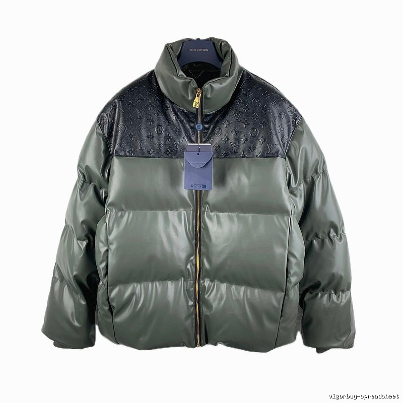 LV classic style fashionable dark green down jacket