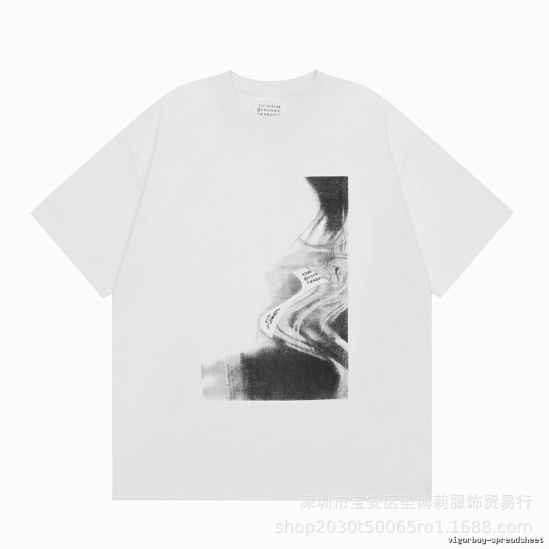 Maison Margiela Abstract Ink-wash Style White Short-sleeve T-shirt