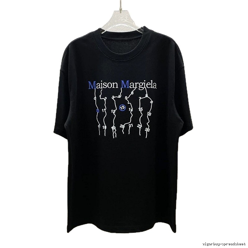 Maison Margiela Digital Embroidery Trendy Black T-Shirt