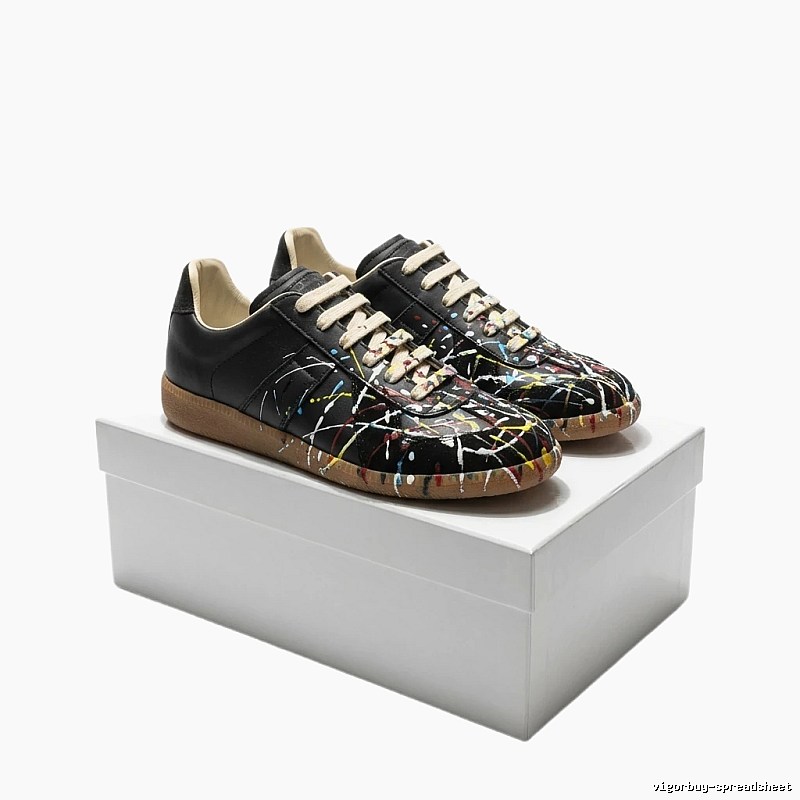 Maison Margiela ink-splashed style black shoes