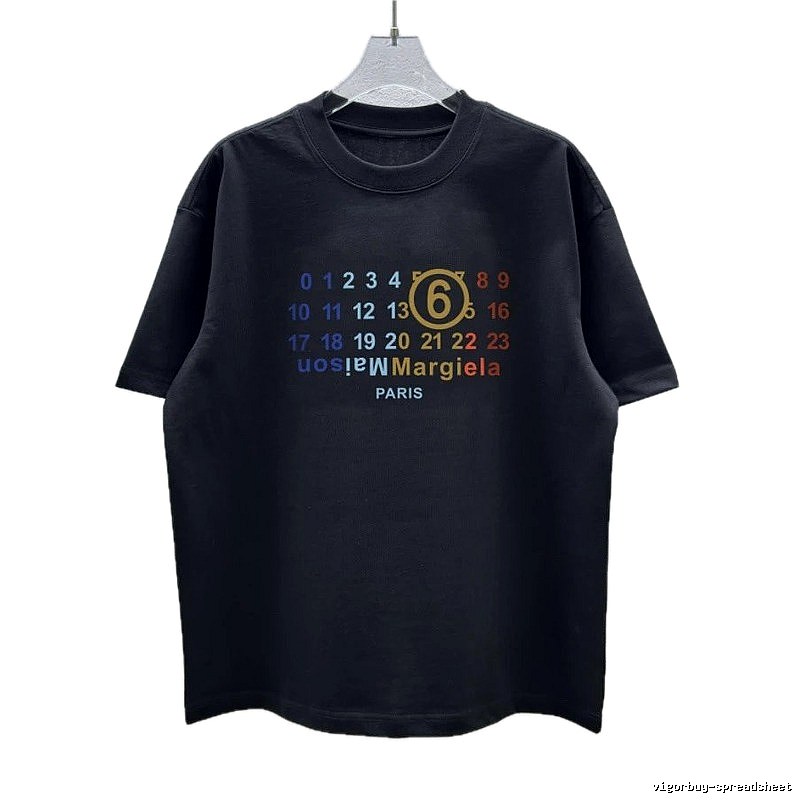 Maison Margiela MM6 Numeric Print Edgy Black Short-sleeve T-shirt