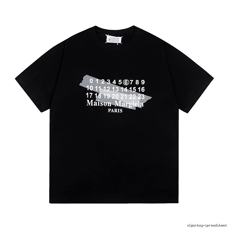 Maison Margiela Number Series Trendy Cool Black Short Sleeve T-Shirt