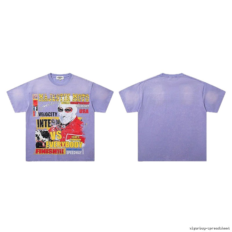 MAJESTIK Motorcycle Vintage Taro Purple Printed T-Shirt