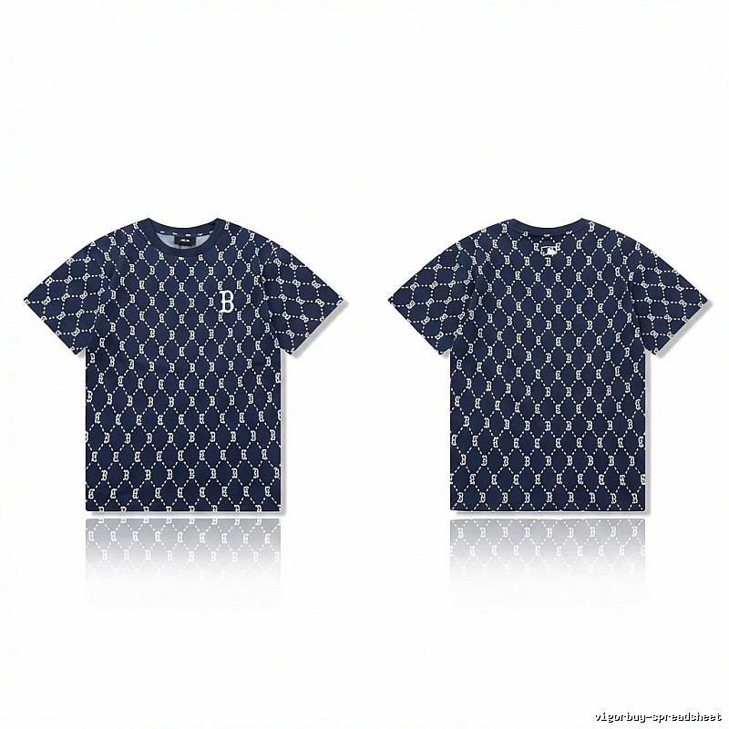 MLB full - printed style navy blue T - shirt