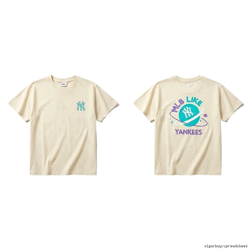 MLB Yankees trendy brand beige T-shirt