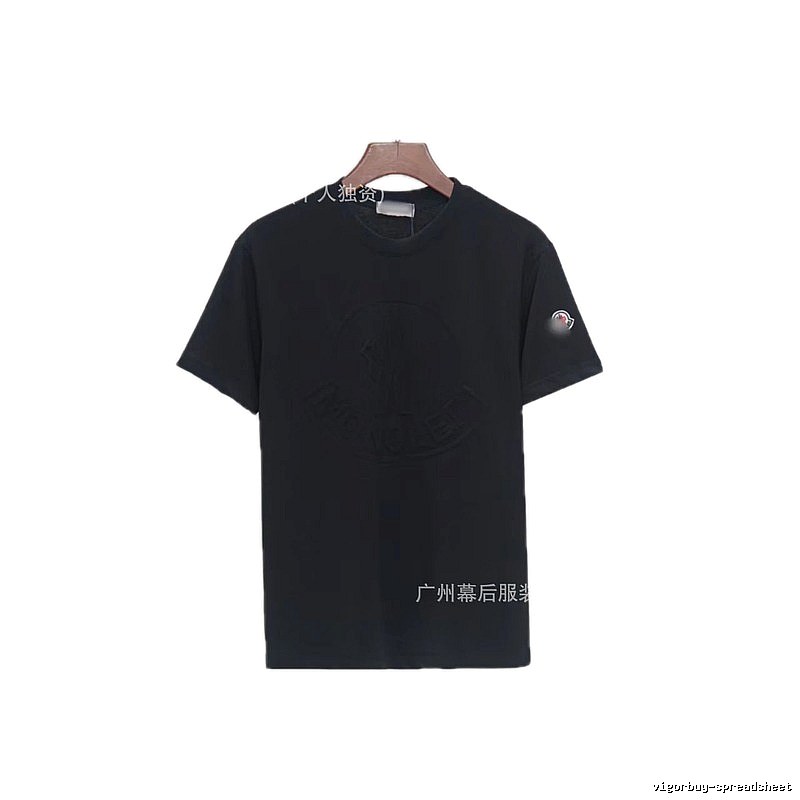 Moncler Embossed Streetwear Style Black Short-Sleeve T-Shirt