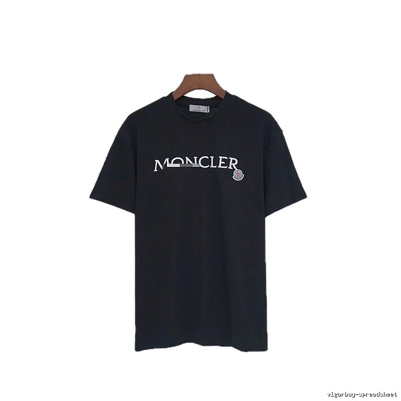 Moncler Embroidered Casual-Style Black T-Shirt