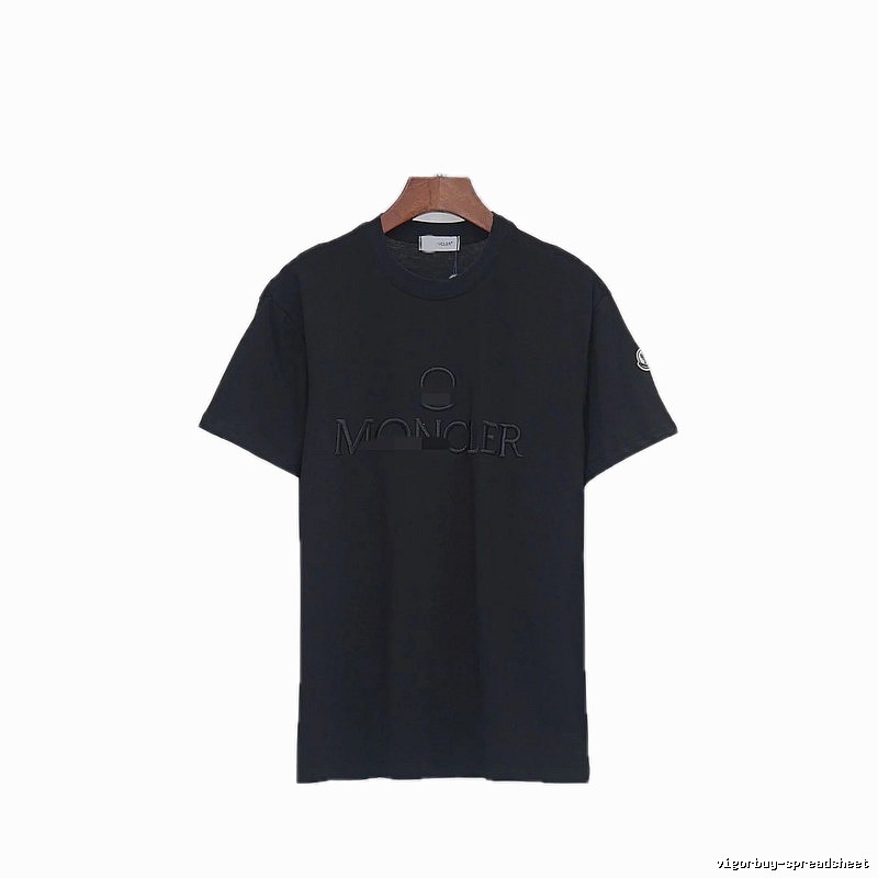 Moncler Embroidered Minimalist Style Black T-Shirt