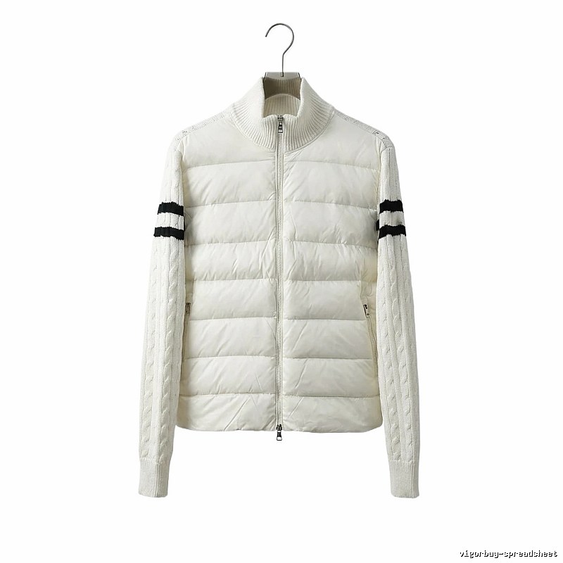 Moncler knitted and spliced windproof white down jacket