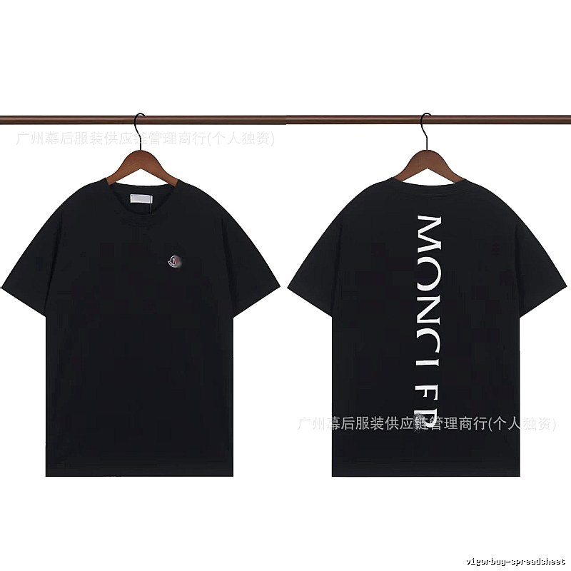Moncler Letter Print Casual Style Black T-Shirt